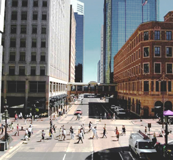 People crossing Nicollet Avenue