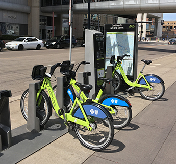 NiceRide station in downtown