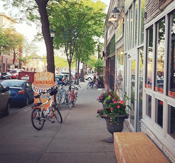 Sidewalk with amenities