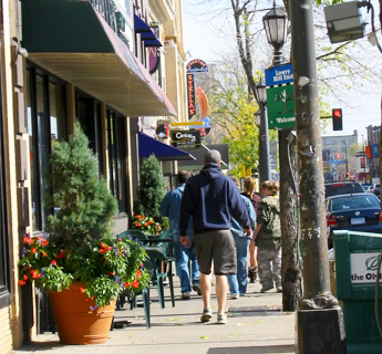 Pedestrians on sidewalk